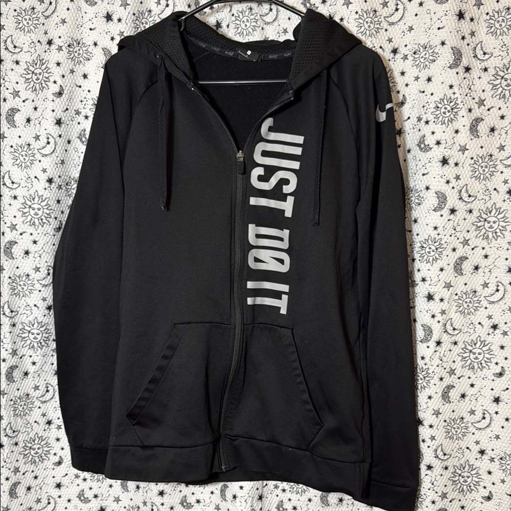 Nike Black Hoodie with White 'Just Do It' Print